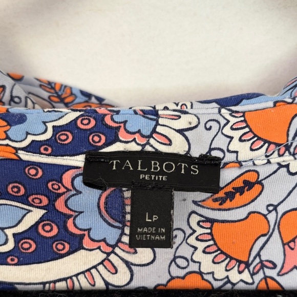 Talbots Floral Long Sleeve Dress - Orange and Blue- LP - Picture 2 of 3
